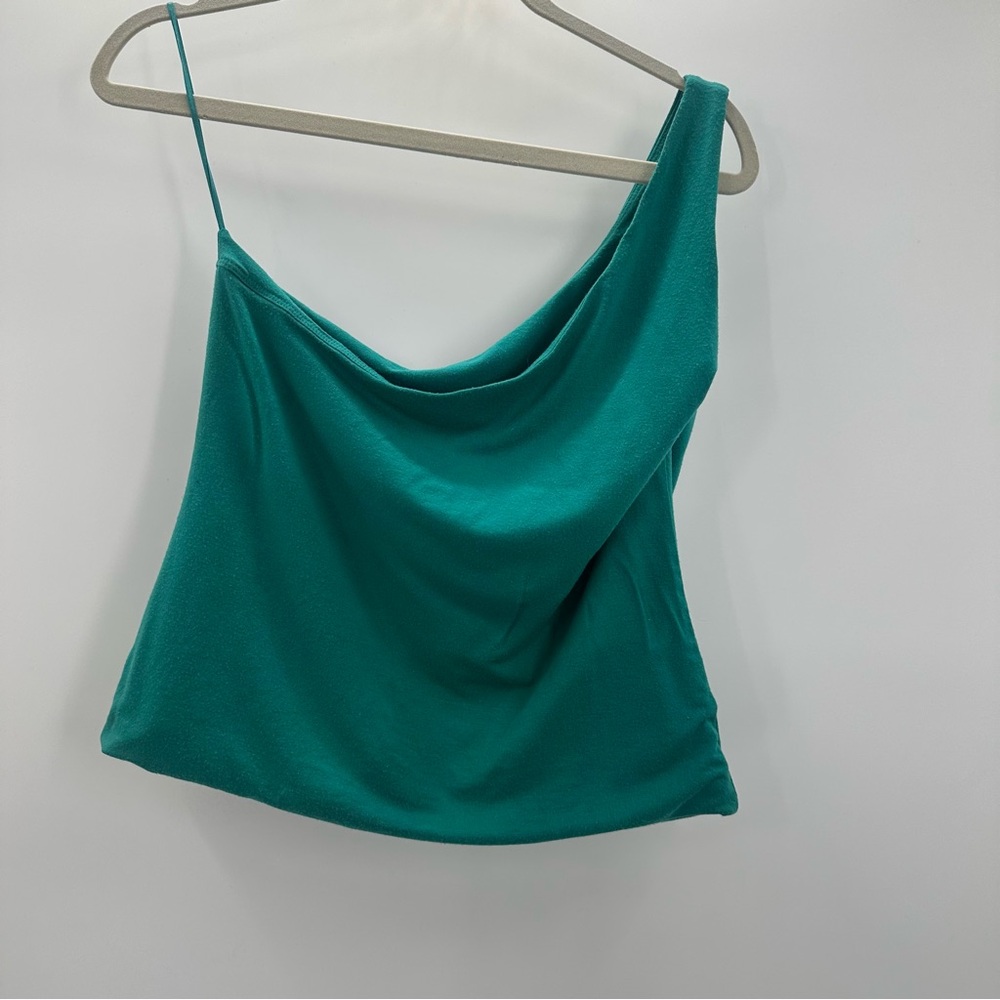 J Crew One-Shoulder Teal Women’s Tank Top Reimagined Y2K Modal Large - Picture 6 of 6